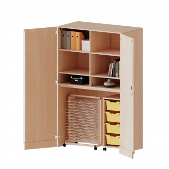 Garagenschrank OH,ne Sockel, 1 Container mit 4 hohen Boxen, Trockenwagen TW15, B/H/T 120x190x60cm 